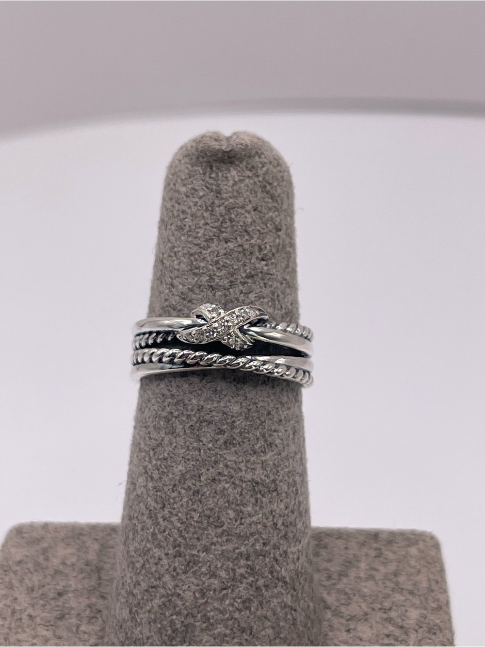 David Yurman X Crossover Band Ring with Diamonds